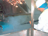 cleaning equipment for use in meat processing houses and abattoirs