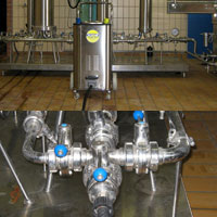 Bottling line sanitising systems for industrial use