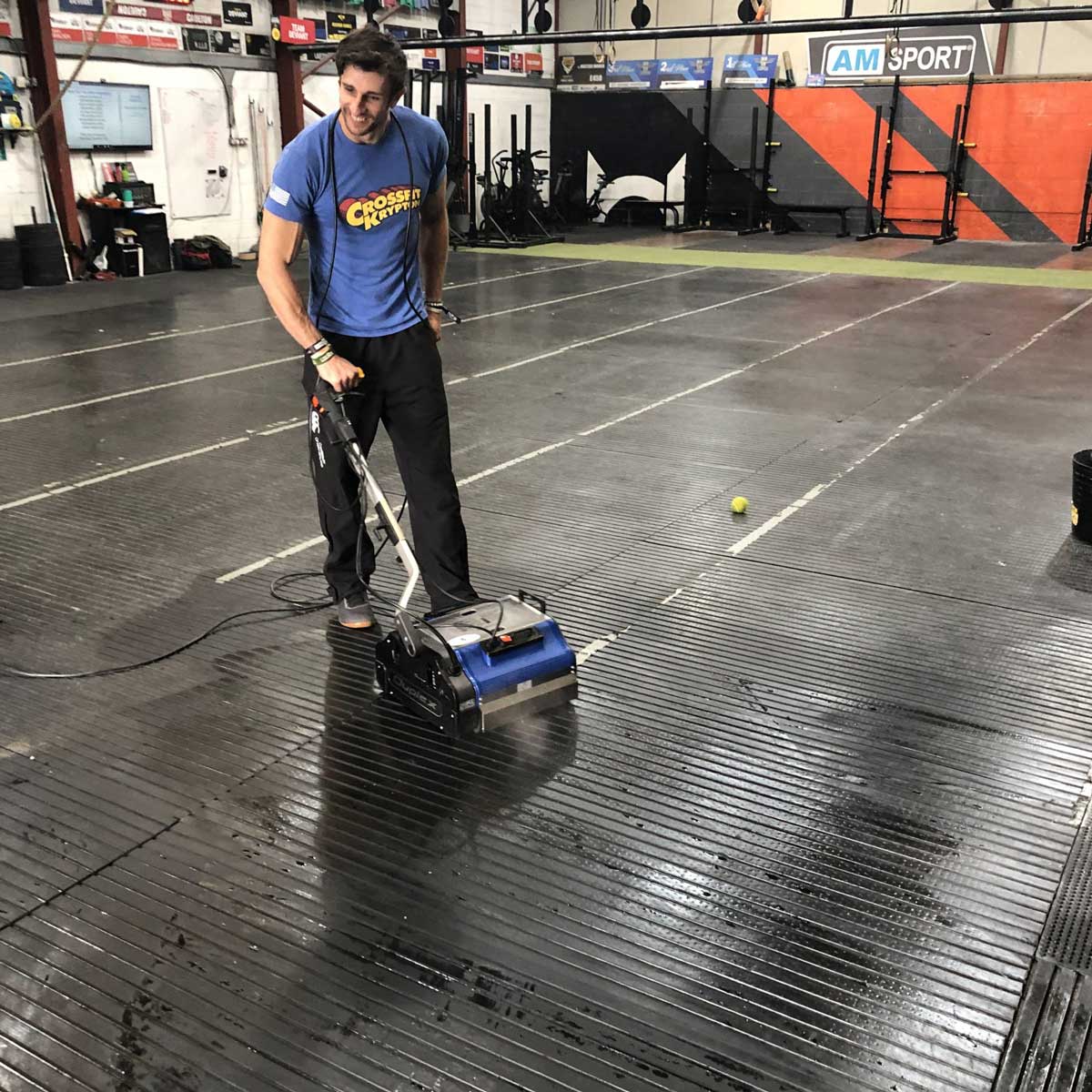 clean rubber gym floor