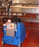 JetVac Maxi configured for cleaning a pastry handling conveyor, within a commercial bakery