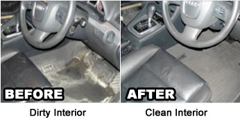 Before and After Cleaning upholstery in automotive
