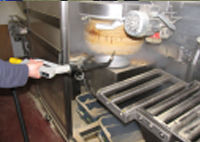 Cheese production factory detail cleaning, using the powerful Salla industrial steam cleaner
